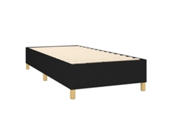 Cama con colchón de muelles y cabecero de tela negra (90x200 cm)