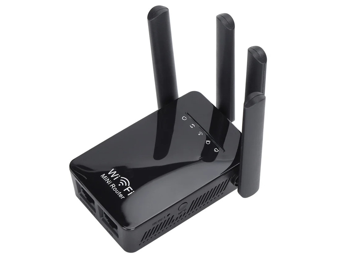 Extensor de Wifi de 300 Mbps, repetidor de señal inalámbrica de 2,4 GHz y 2,4 GHz, amplificador de internet, voltaje 100-240 V, enchufe Yizhood (negro)