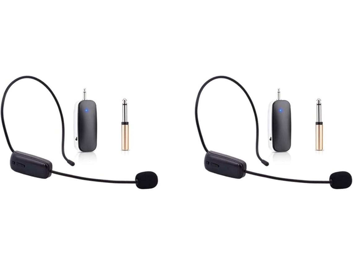 2 Nuevos Micrófonos Uhf Portátiles 2 En 1 Con Amplificador De Volumen Para Auriculares