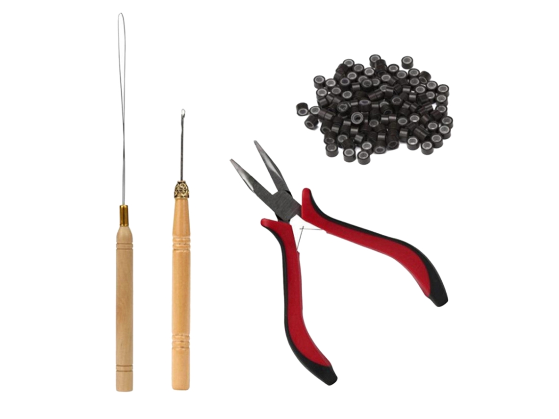 Kit De Herramientas Para Extensiones De Pelo Con Alicates Y Agujas De Gancho 4 Piezas