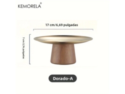 (oro A) Plato De Postre De Acero Inoxidable Estilo Coreano Con Base De Madera, Perfecto Para Exhibir Frutas Y Decorar Mesas.