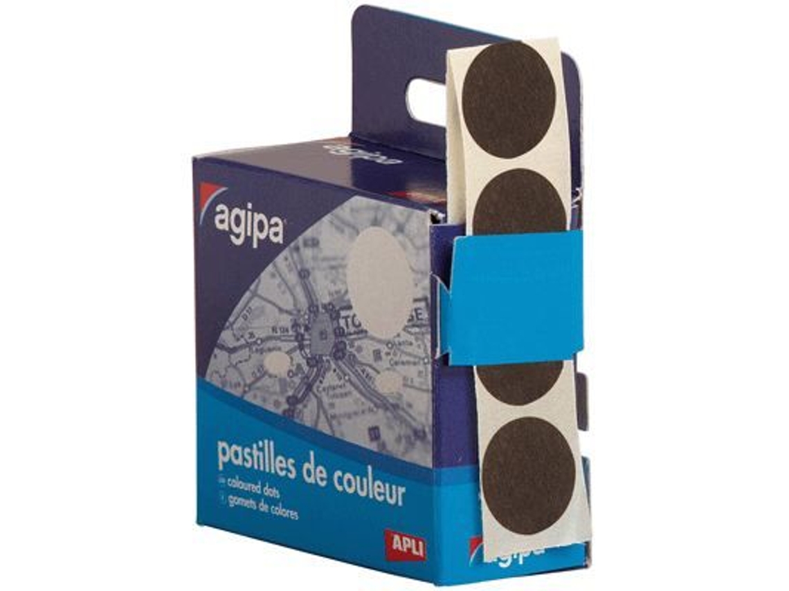 Discos adhesivos negros de 15 mm - caja 150 - AGIPA - Ideal para codificar, clasificar, marcar