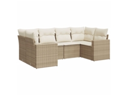 Maison Exclusive - Conjunto de sofá de jardín de 6 piezas con cojines de mimbre, color beige