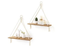 Estantes Colgantes Decorativos De Madera Rústica Estilo Bohemio, 2 Unidades, Para Dormitorios, Baños Y Salas De Estar.