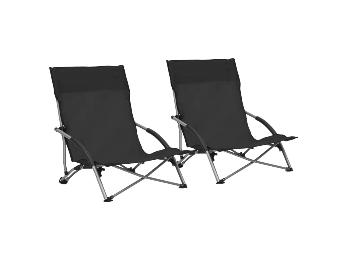 Sillas de playa plegables DKD Home Decor de 2 piezas, tela negra