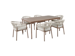 Juego de comida para 6 personas BELIANI Flavia Aluminio Marrón claro 185x96x76