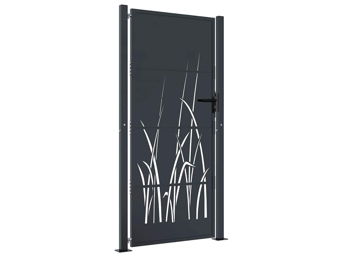 Maison Exclusive - Puerta De Jardín Antracita 100x200 Cm Acero Diseño Hierba