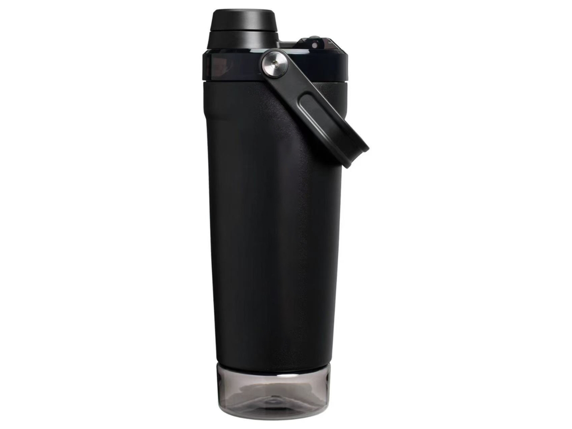 Vaso mezclador negro con asa de acero inoxidable 304, doble pared, gran capacidad, termo, para montañismo - Sfushos