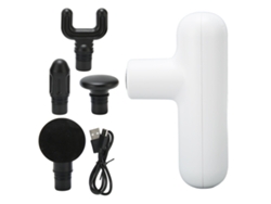Mini Masajeador Ultracompacto Y Silencioso Con 4 Velocidades Y 4 Cabezales De Masaje Para Hombres Y Mujeres, Color Blanco.