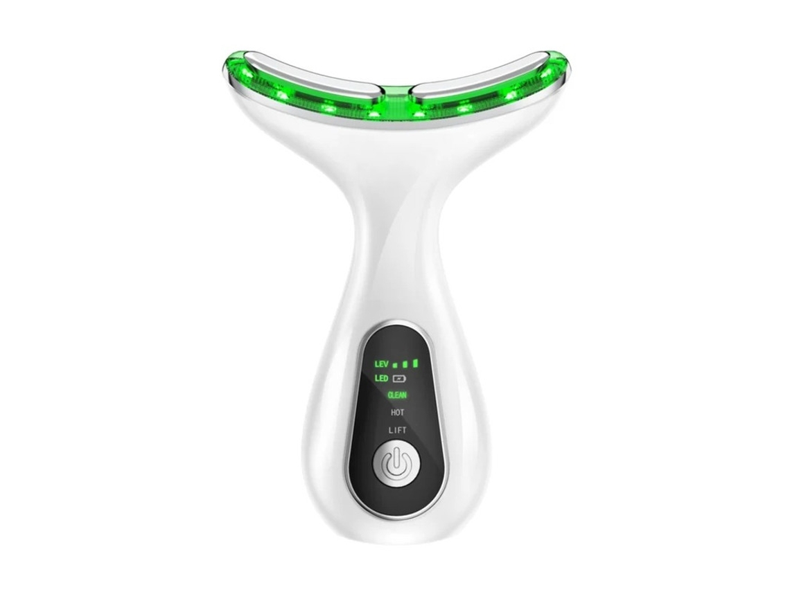Masajeador Facial Y Cuello Beauty 3 En 1 Triple Acción Luz, Calor Y Vibración Yizhood (blanco)
