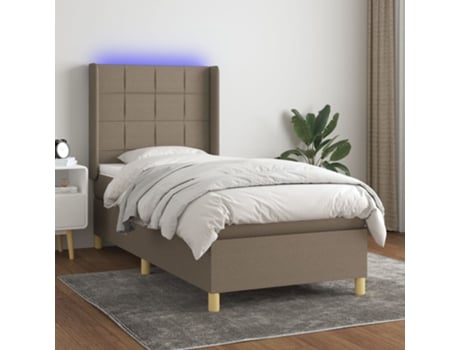 MAISON ExCLUSIVE Colchón con somier/Led 90x200 cm Tejido gris-marrón