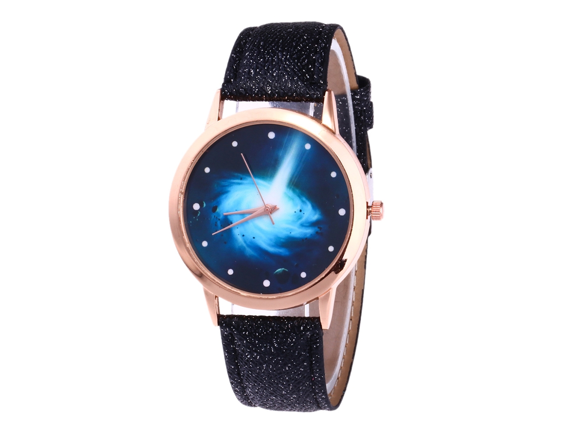 Reloj De Pulsera Negro De Cuarzo Para Parejas De Negocios Con Esfera Redonda.