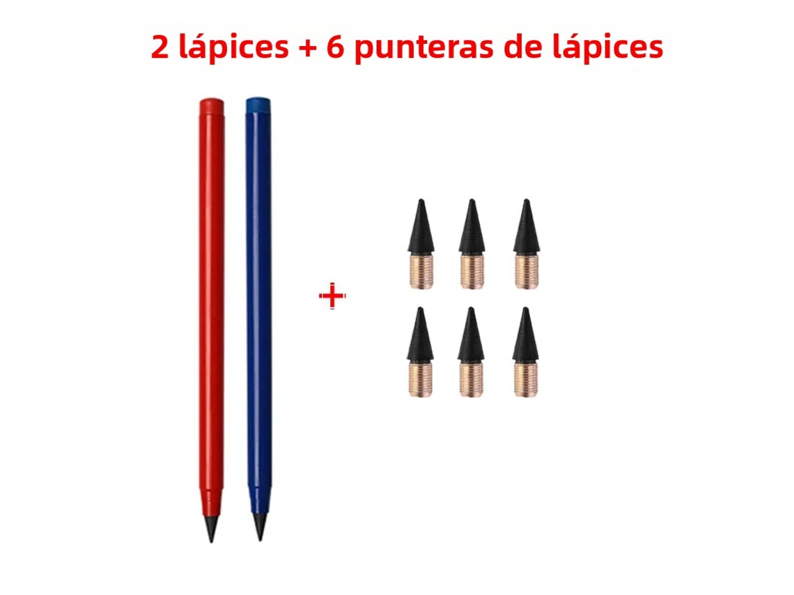 Juego de lápices de escritura infinita, incluye 2 lápices y 6 minas borrables de repuesto. MDUG (modelo E)