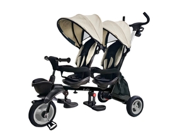 QPLAY Triciclo Evolutivo para Gemelos o Mellizos desde 10 hasta 36 Meses con Asientos Giratorios y Capotas UV