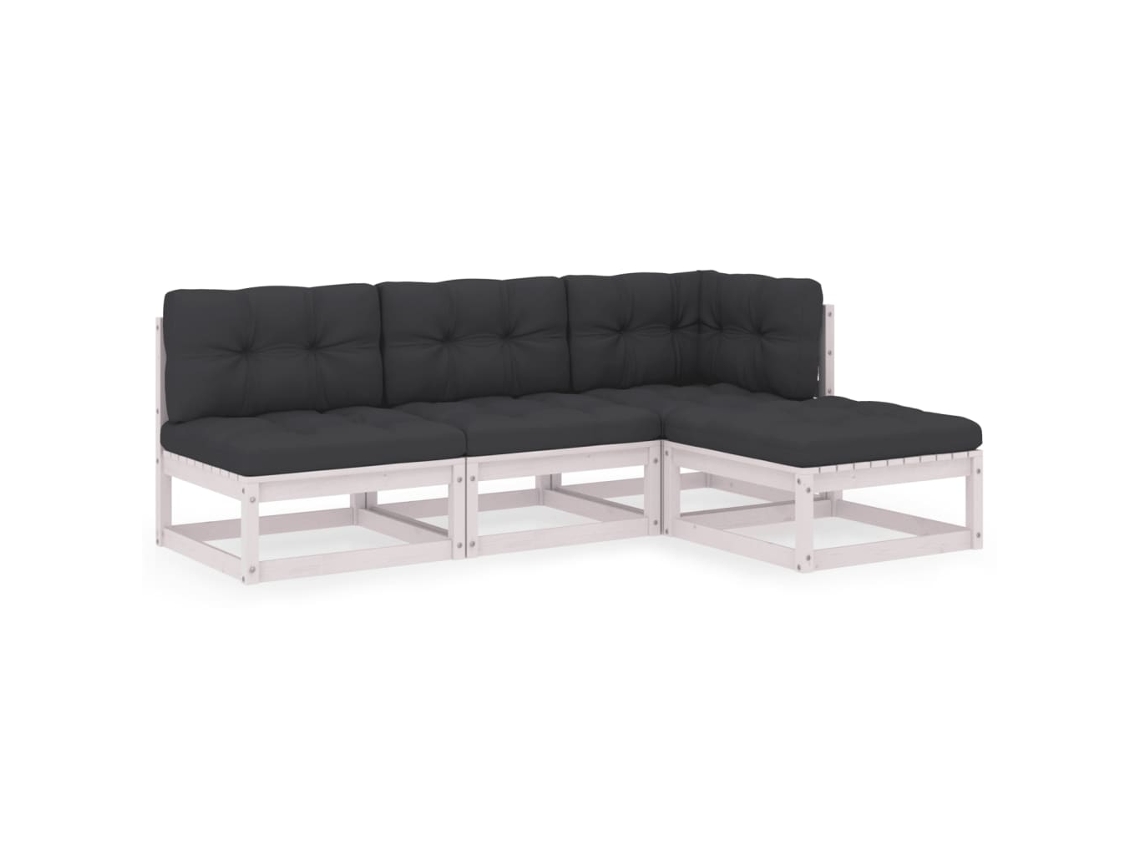 Juego de 4 sillones de jardín con cojines de pino macizo MAISON EXCLUSIVE