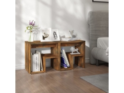 Mesas Cabeceira LOVELY HOME Mesinha 2 Pcs 40X30X40 Cm Madeira Proc. Carvalho Fumado