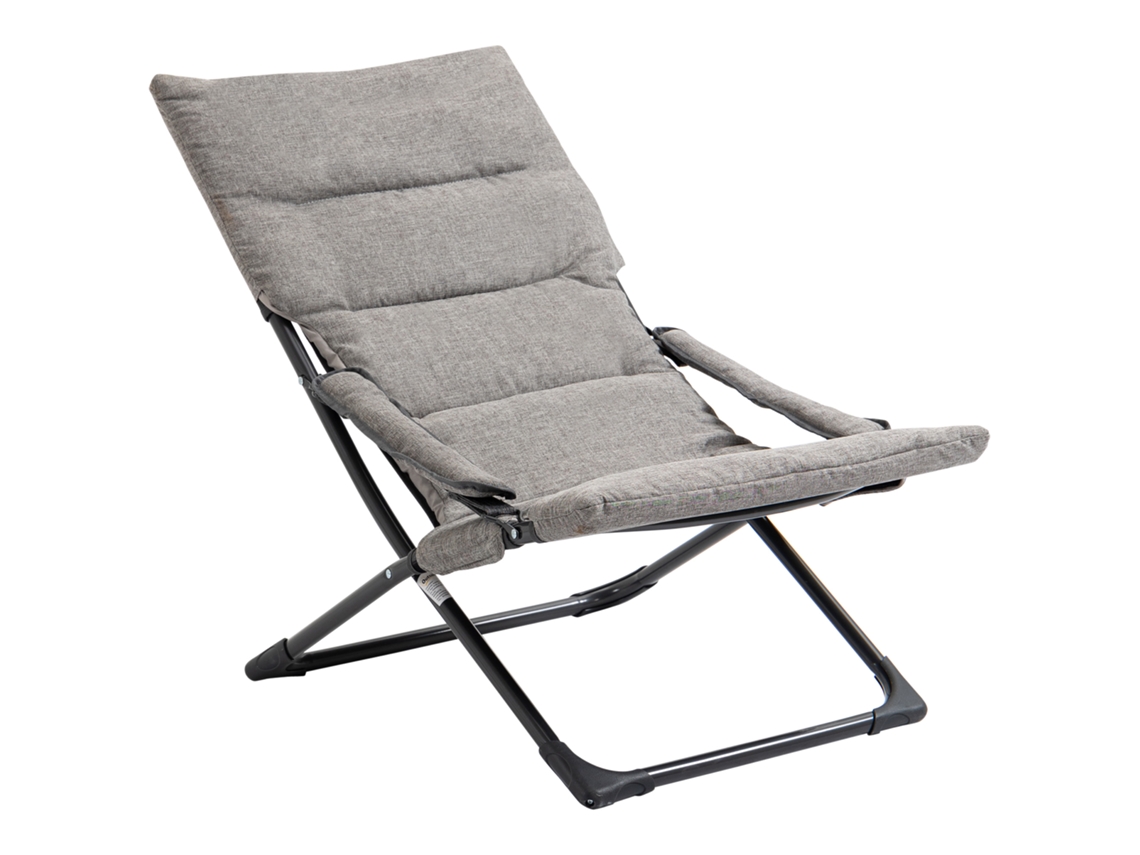 Silla Plegable Con Cojín, Tela De Camping, Acero, 66x94x79cm