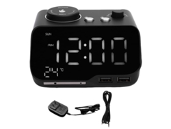 Reloj Despertador Doble Con Altavoz Bluetooth, Radio Fm, Pantalla Led, Indicador De Temperatura Y Día De La Semana.