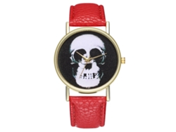 Reloj De Pulsera Unisex Zhoulianfa De Piel Sintética Con Esfera Redonda, Movimiento De Cuarzo, Color Rojo Informal.