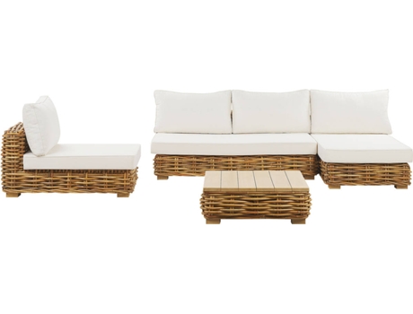 Conjunto de jardín 4 plazas modular de ratán natural izquierdo BELIANI Varallo