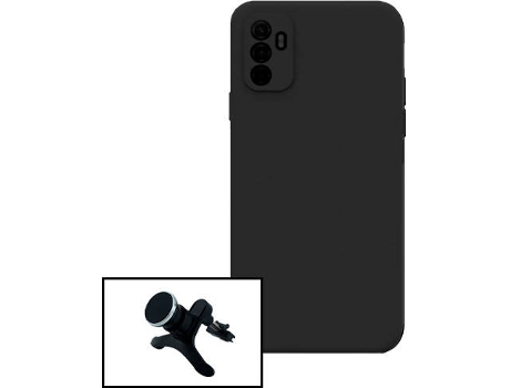 Kit Soporte Magnético Reforzado de Coche + Carcasa Silicona Líquido para Oppo Reno5 Z PHONECARE Negro