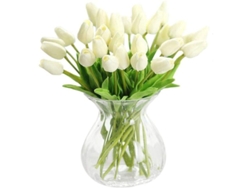 Lirios Artificiales Blancos En Miniatura De Pu (12 Unidades) Para Decoración Del Hogar Y Bodas.