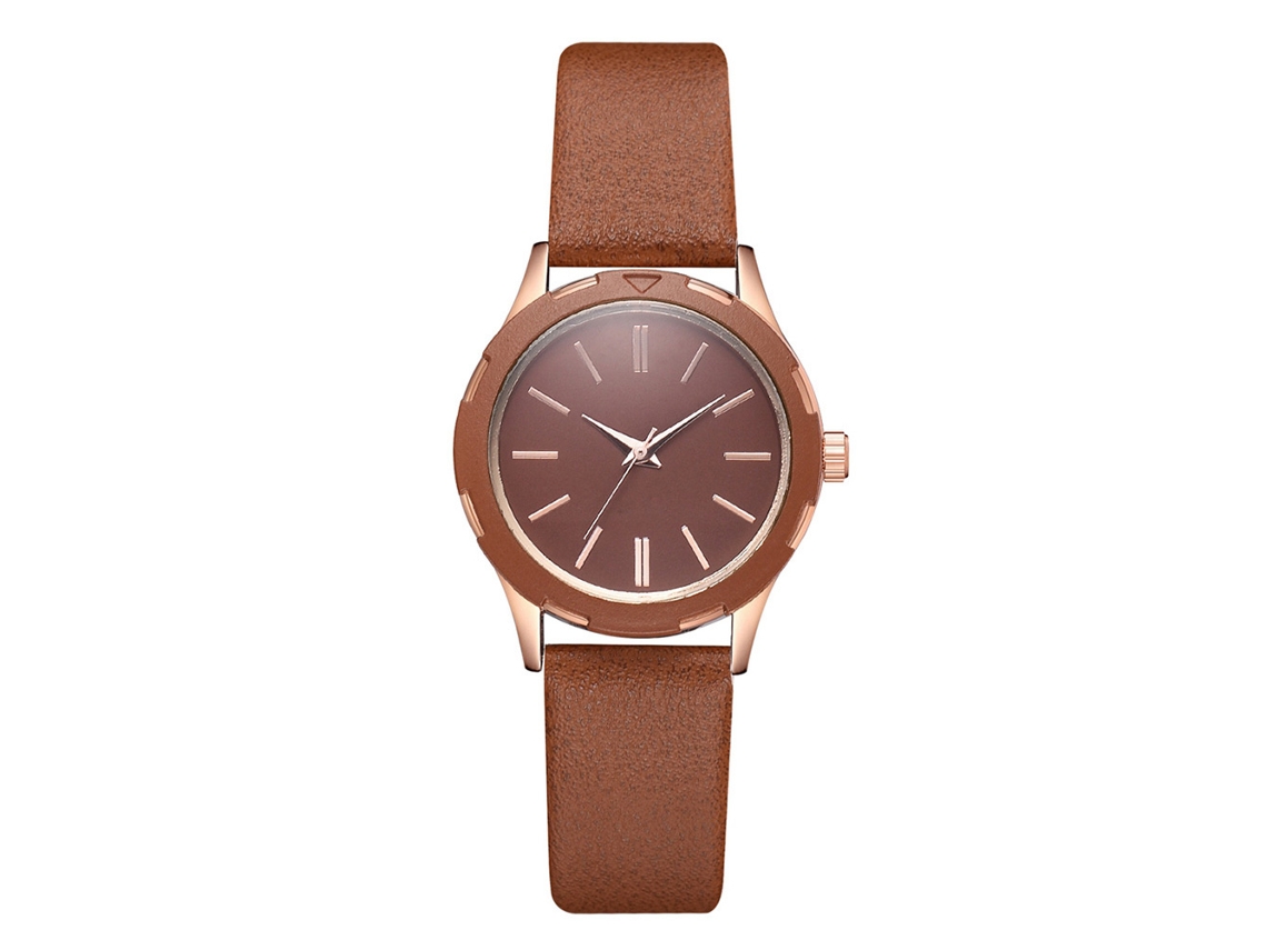 Reloj De Pulsera De Cuarzo Informal Para Mujer Con Correa De Pu Marrón.