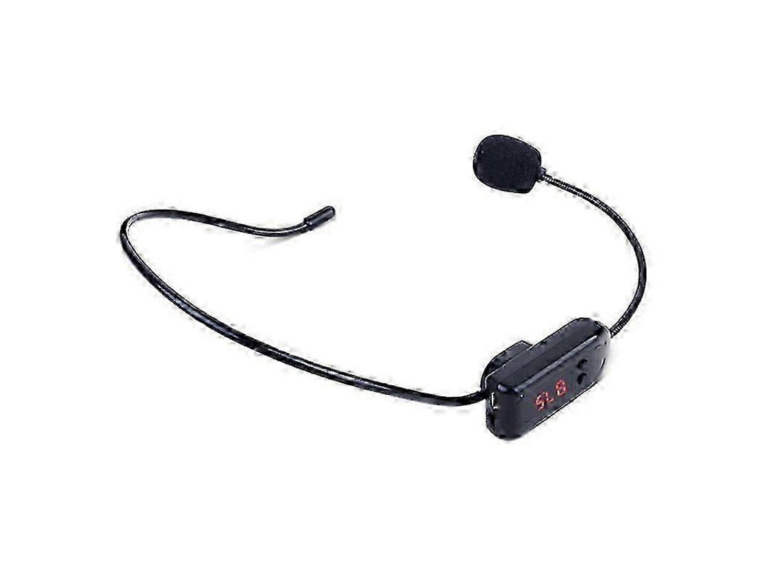 Micrófono FM portátil inalámbrico negro, auriculares, megáfono de radio para guías turísticos, clases, reuniones y artículos de tocador.