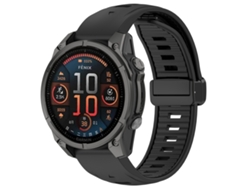 Bracelete Para Garmin Fenix 8 Amoled (43mm) - Silicone Magnético - Duas Cores Preta