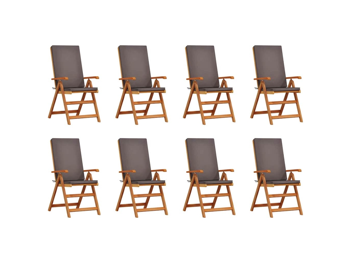 Maison Exclusive - Silla De Jardín 8 Pcs Marrón Y Gris 57 X 71.5 X 104 Cm