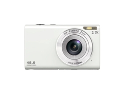 Cámara digital UHD de 48 MP y 2.7K con enfoque automático, zoom digital de 16x, cámara de vlogs para principiantes y adultos, pantalla Bestvite (blanca)