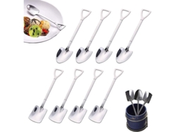 Cuchara de acero inoxidable 304 para café, té, helado y postres con diseño ergonómico y portátil.