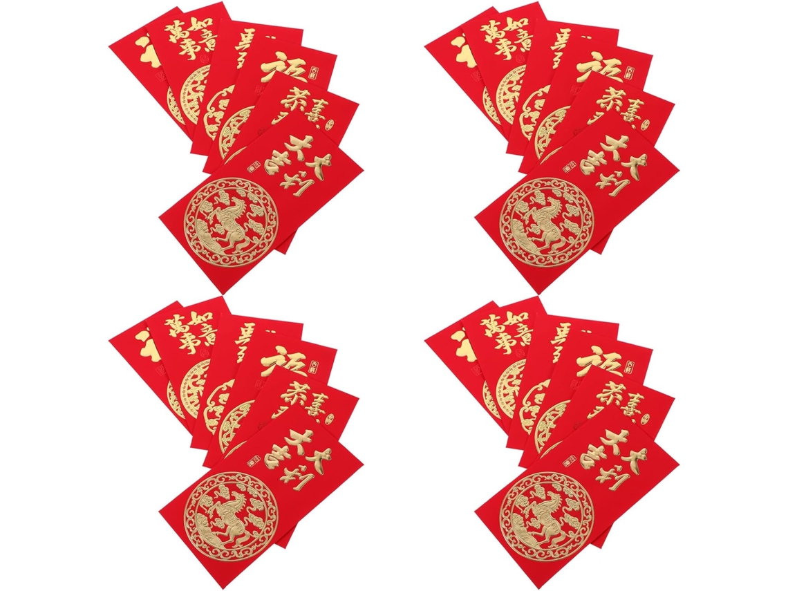Sobres Rojos Destilo Chino Paraño Nuevo 2026 – Paquete De 60 Bolsitas De Papeliso Paramuletos Con