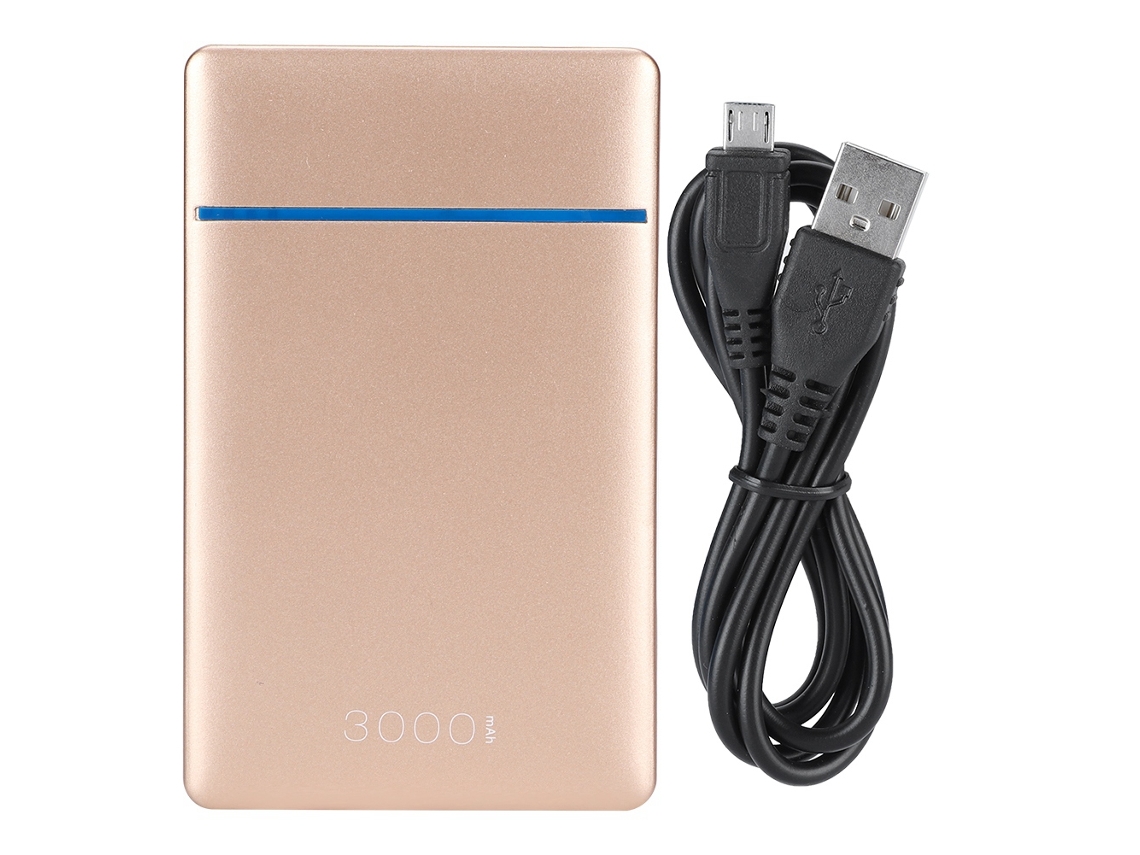 Batería Portátil (puerto Usb Doble Con Cable Integrado) 3000mah Oro Lp86