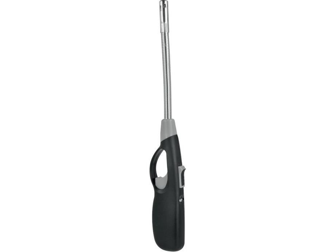 Encendedor de gas Metaltex con boquilla flexible, 25 cm, seguridad infantil, llama ajustable, negro y gris