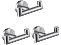 Toallero doble de pared de acero, 3 piezas, para baño, fácil instalación. SFUSHOS