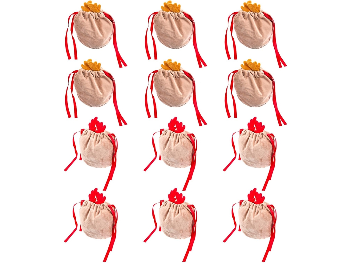 20 Bolsas De Regalo Y Bolsas Para Dulces Navideñas Con Cordón Ajustable.