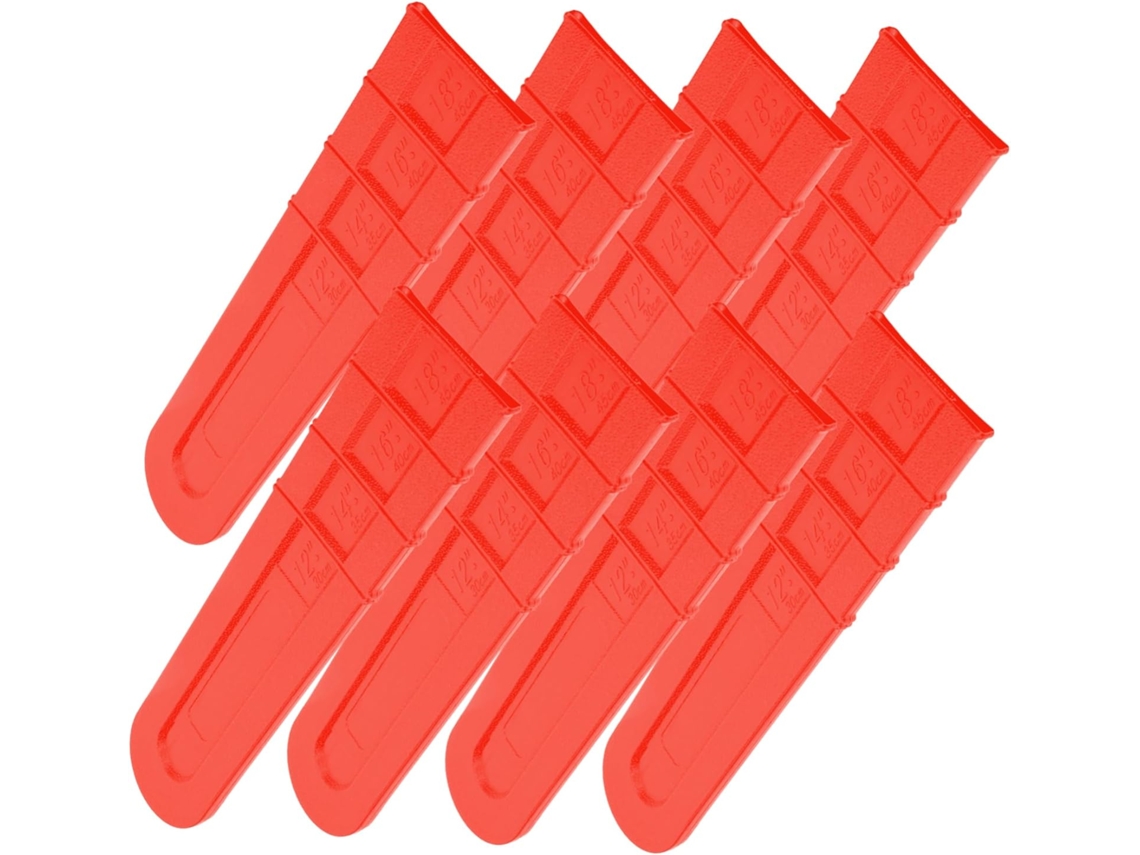 Juego de 8 fundas de plástico para proteger la barra guía de la motosierra.