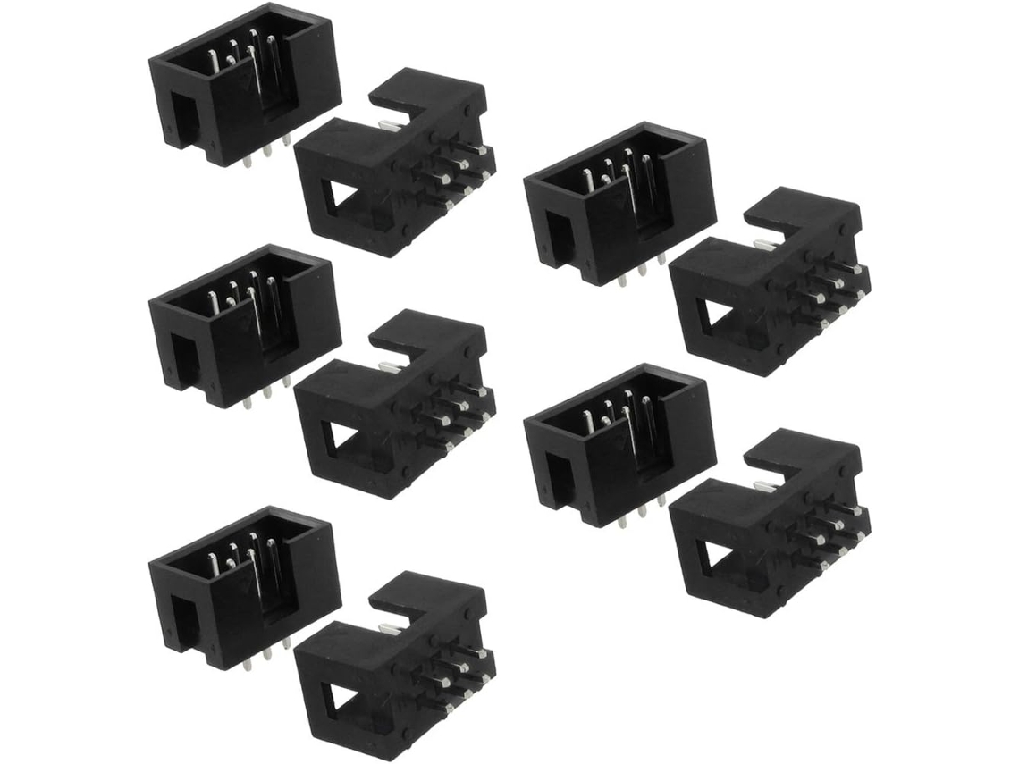 Conectores De Pines Idc Rectos De Doble Fila De 2x3 Con Paso De 2,54 Mm, 10 Piezas