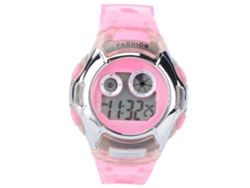 Reloj Deportivo Digital Multifuncional Para Niños, Resistente Al Agua, Con Luz Led Rosa.