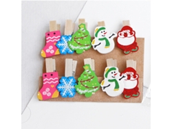 Pequeños clips de madera para decoración navideña con cuerda y mimbre