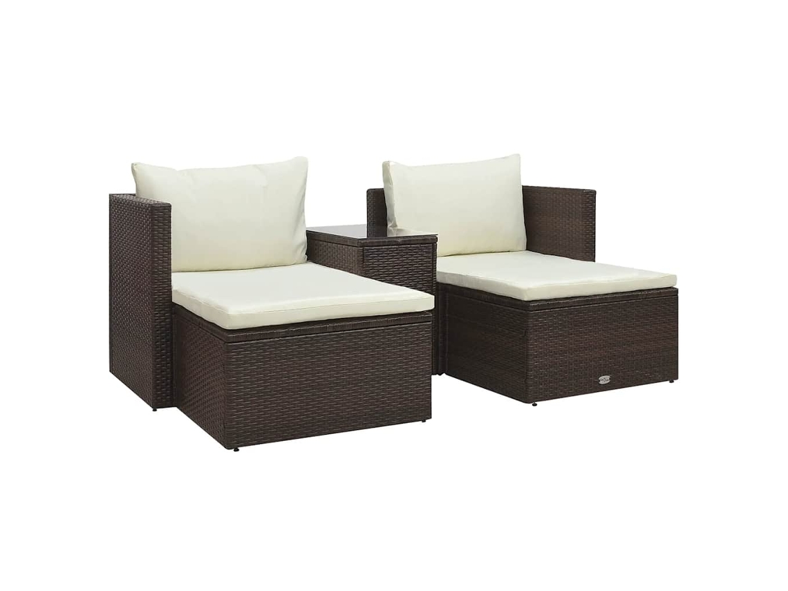Conjunto de jardín de 5 piezas con cojines de mimbre marrón de DKD Home Decor
