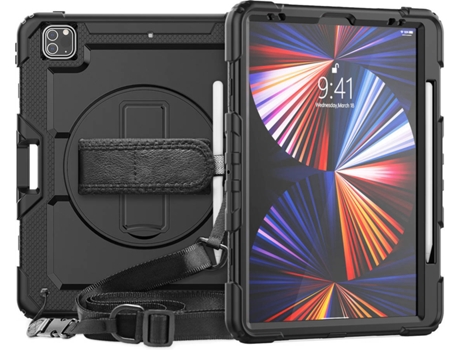 Carcasa + Protector de Pantalla + Soporte Tablet Apple iPad Pro 12.9 2021 (Apple iPad Pro 12.9 2021 - 12.9'' - Negro)