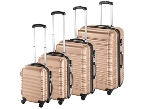 Conjunto de 4 Maletas de Viaje TECTAKE Abs Dorado (35x22x48cm/40x25x56cm/45x29x6cm - 25L/45L/106L)