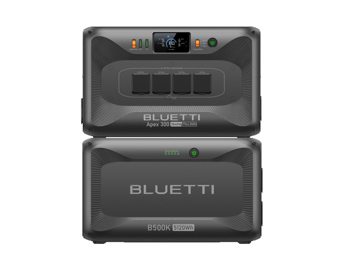 Estación de energía versátil 3.840 W 7.884,8 Wh Bluetti Apex 300 con batería LiFePO₄ B500k