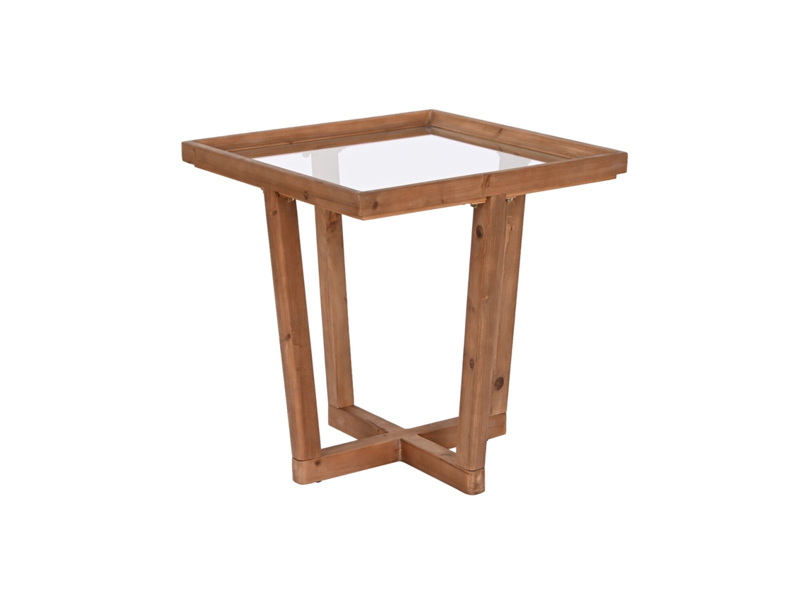 Mesita Auxiliar Abeto Cristal Natural 58x58x60cm