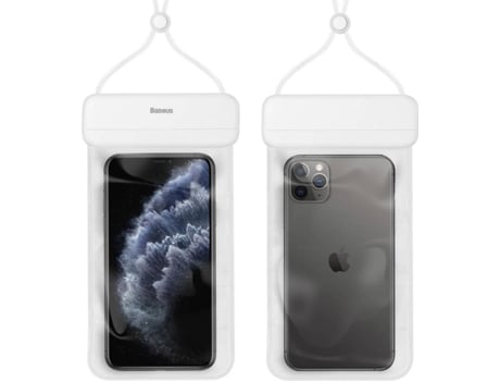 Funda Universal BASEUS Impermeable IPX8 de Playa con Collar Blanco