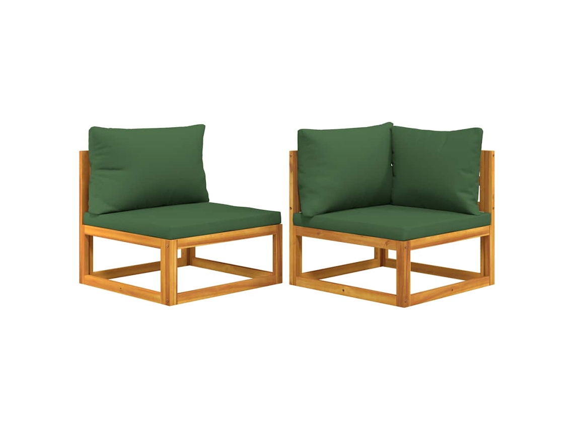 Conjunto 2 Sofás de jardín VIDAXL con cojines madera maciza acacia