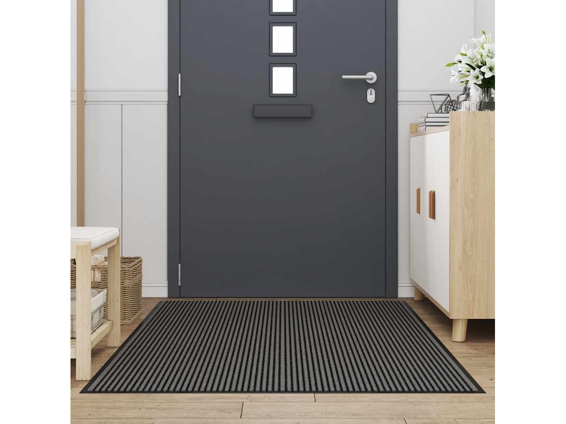 Maison Exclusive - Felpudo A Rayas Negro Y Gris 115x200 Cm