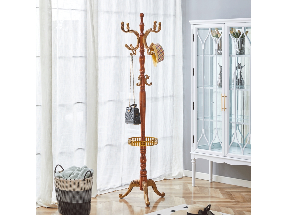 Perchero Elegante De Estilo Europeo En Madera Maciza, Múltiples Ganchos, Fácil Montaje